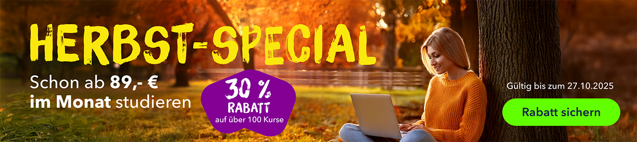 Herbst Special: 10% Rabatt auf über 100 Kurse. Bis 27.10.2025